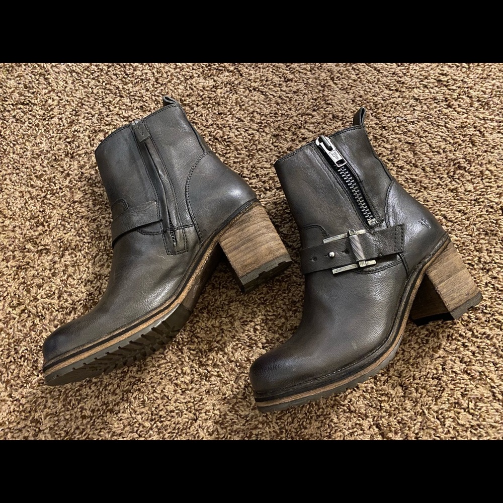Frye Karen Moto Zip Ankle Boot Brown Size 6.5